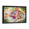 tableau poisson coloré avec cadre noir