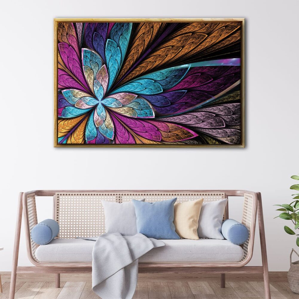 colorful fracta floating frame canvas