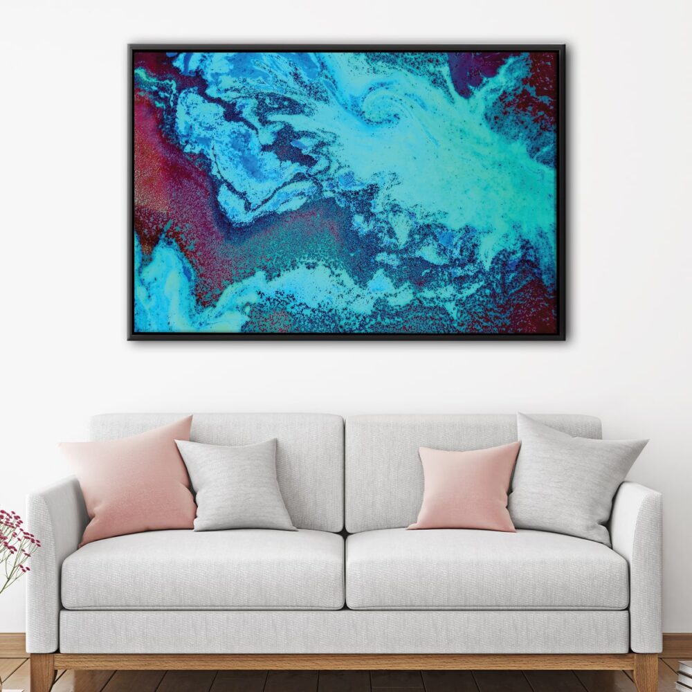 turquoise marble floating frame canvas