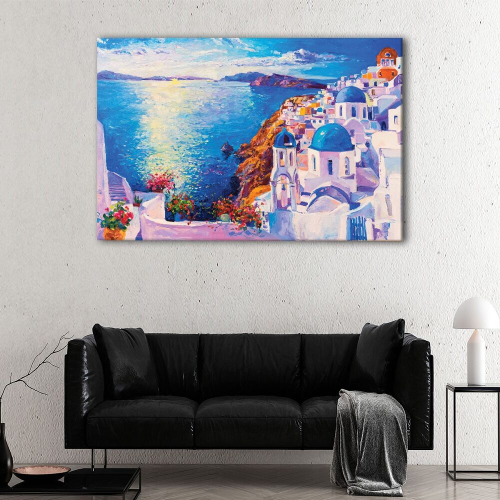 1 panels santorini greece canvas art