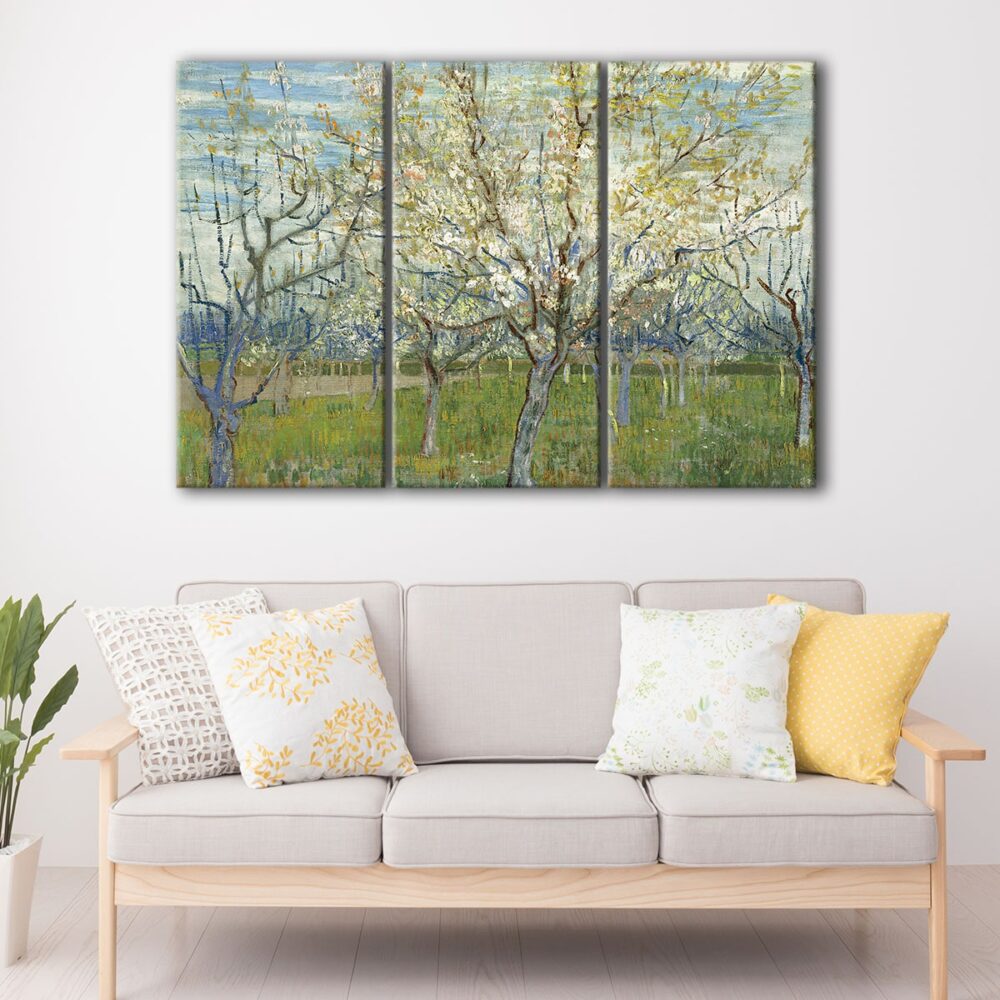 3 panels The Pink Orchard canvas art