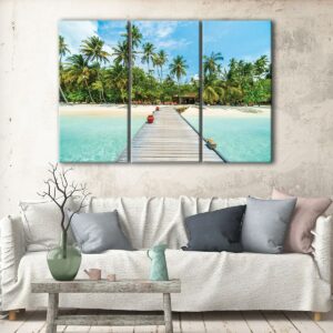 3 panels maldives beach canvas art