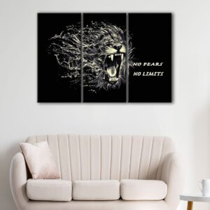 3 panels no fear quote canvas art