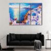 3 panels santorini greece canvas art