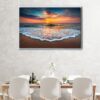 tableau plage au coucher du soleil avec cadre flottant