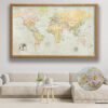 classic push pin world map framed