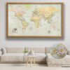 classic push pin world map framed