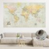 classic push pin world map - rolled print