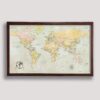 framed world map - walnut frame