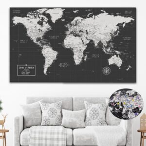 dark grey push pin world map featured