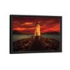 lighthouse in red framed canvas black frame