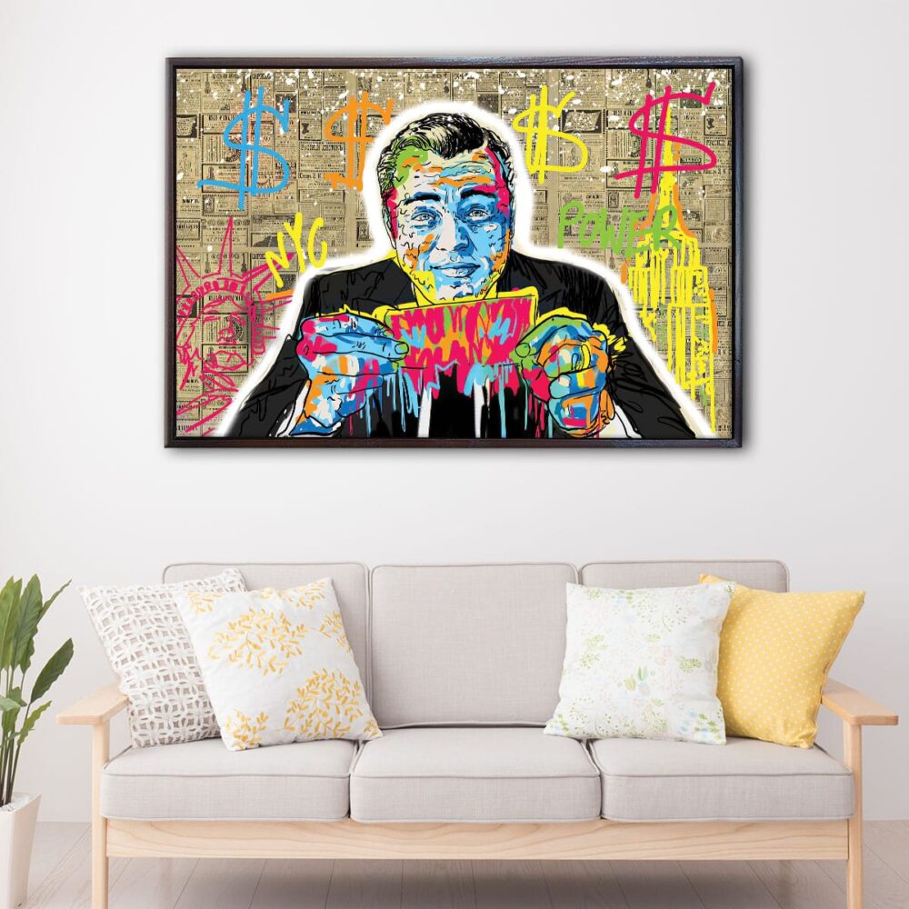 wolf of wall street floating frame canvas