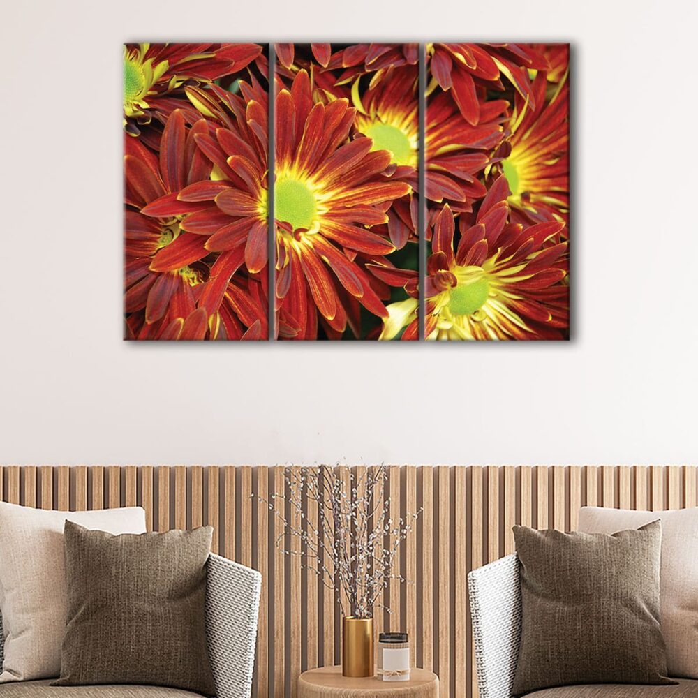 3 panels fall flowers canvas art