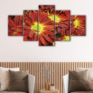 5 panels fall flowers canvas art