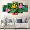5 panels tropical leaves canvas art