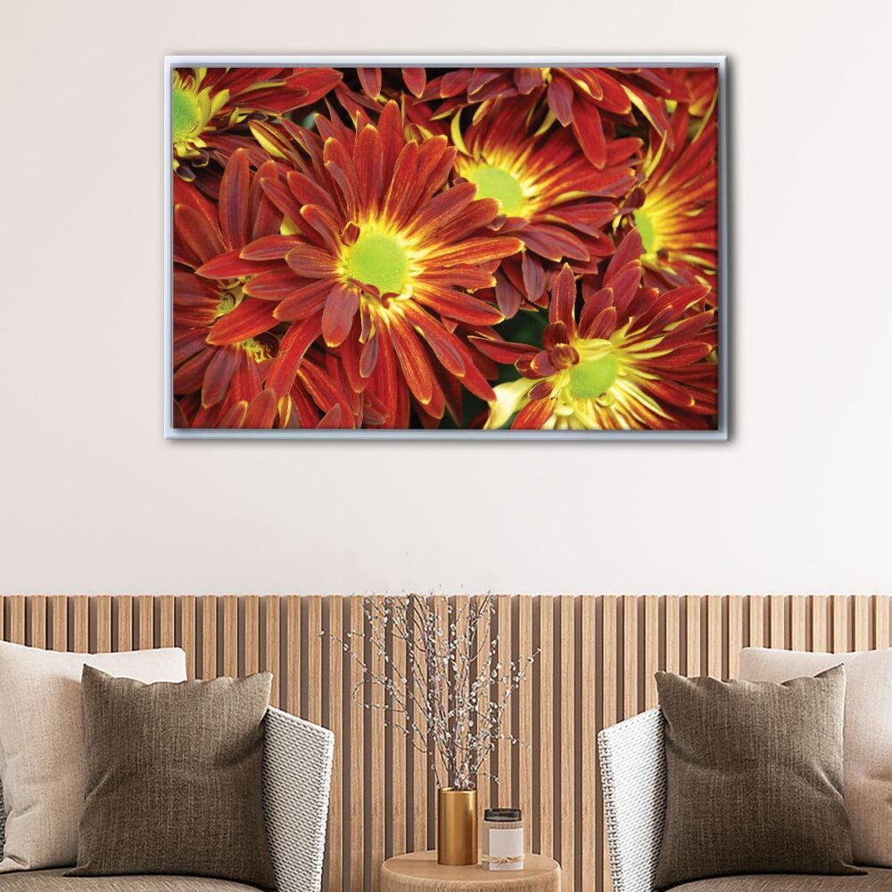 fall flowers floating frame canvas