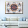 white flower fractal floating frame canvas