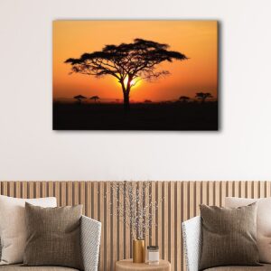 5 panels serengeti park tanzania sunset canvas art