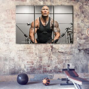 3 panels the rock bodybuilding canvas art