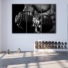 3 panels weightlifting in gym canvas art