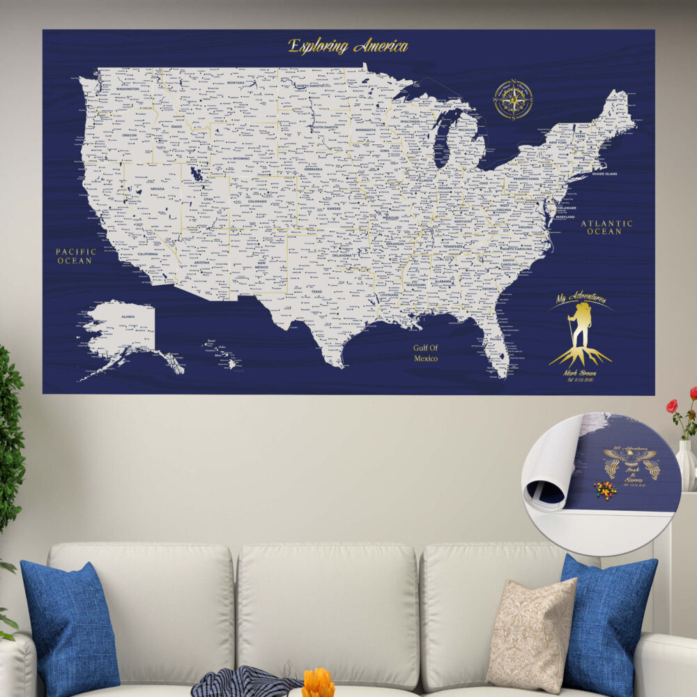 Blue Gold push pin usa map featured