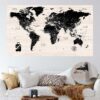 Modern Wood push pin world map rolled