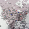 Monuments push pin world map - usa zoom