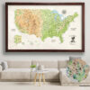 National parks push pin usa map framed