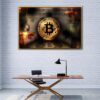 bitcoin burning dollar floating frame canvas