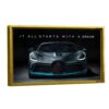 supercar dream quote canvas art gold frame