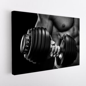 3 panels weightlifting in gym canvas art