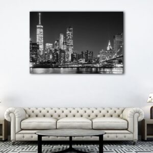5 panels new york at night canvas art