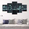 5 panels boston skyline at night canvas art