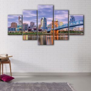 5 panels cincinnati skyline canvas art