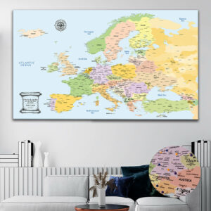 Atlas push pin europe map featured