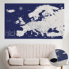 Navy Blue push pin europe map rolled