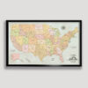 Classic push pin USA map - black frame