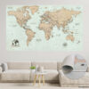 Vintage push pin world map rolled
