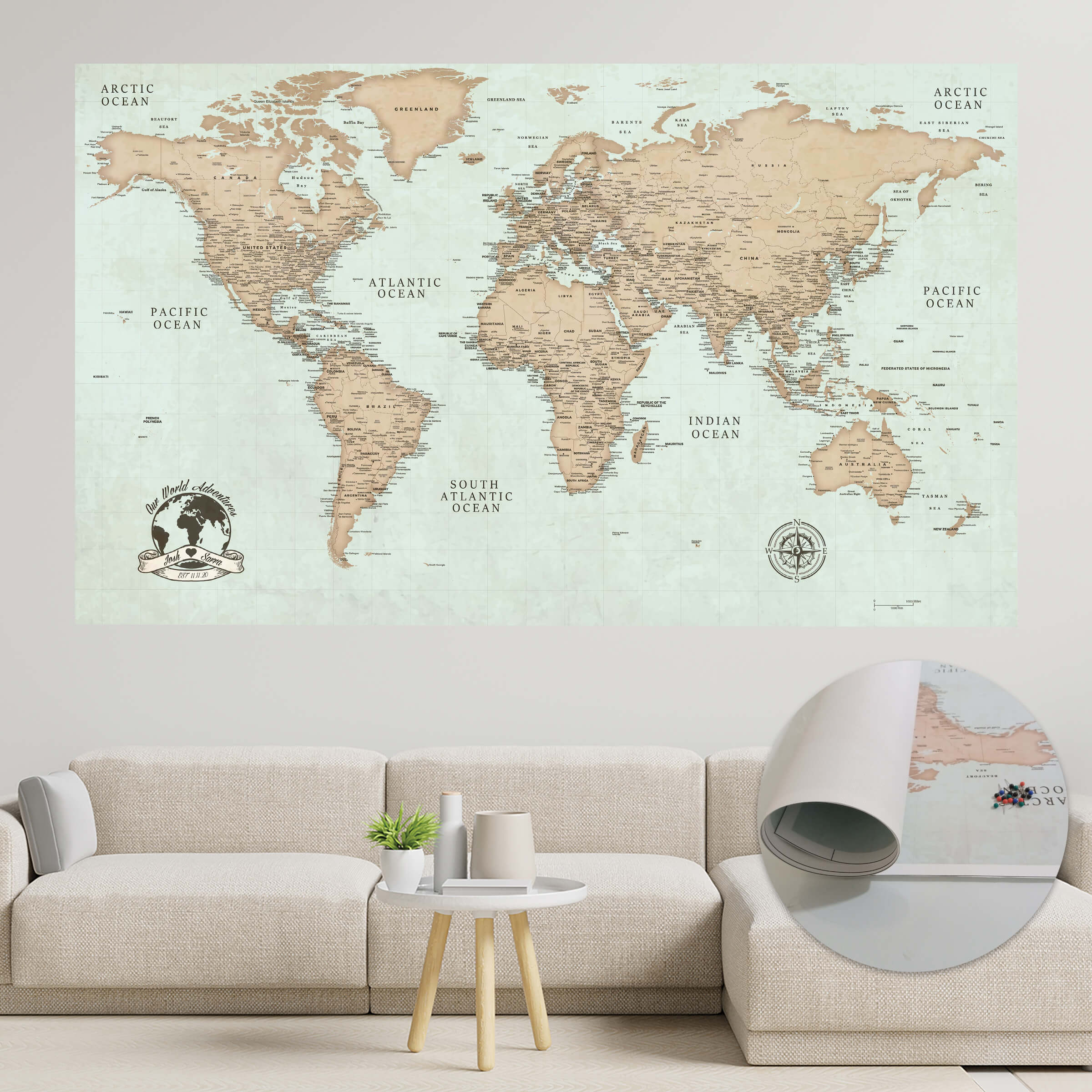 Push Pin World Map – Vintage