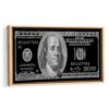 black and white 100 dollar framed canvas beige frame