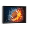 fire water football framed canvas black frame