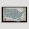 Baseball push pin usa map - black frame