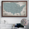 Baseball push pin usa map framed