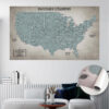 Baseball push pin usa map rolled