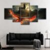 5 panels flying phoenix canvas art