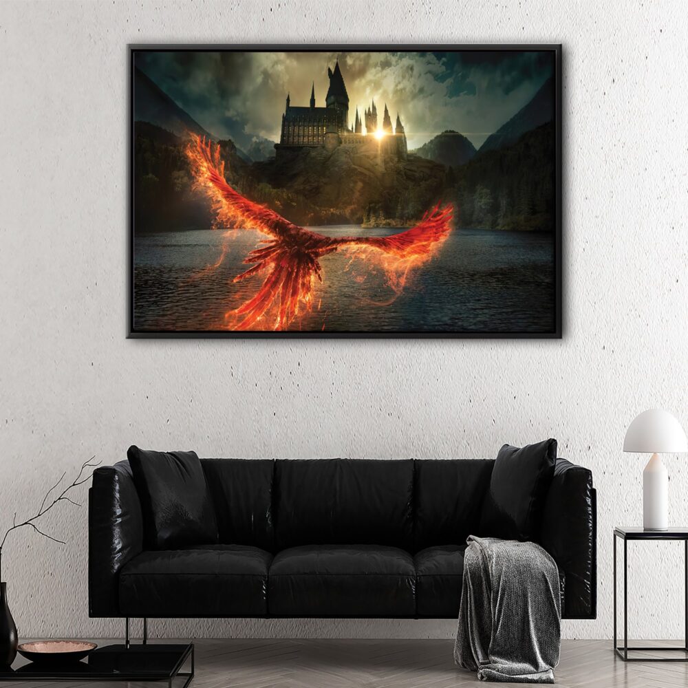 flying phoenix floating frame canvas