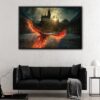 flying phoenix floating frame canvas
