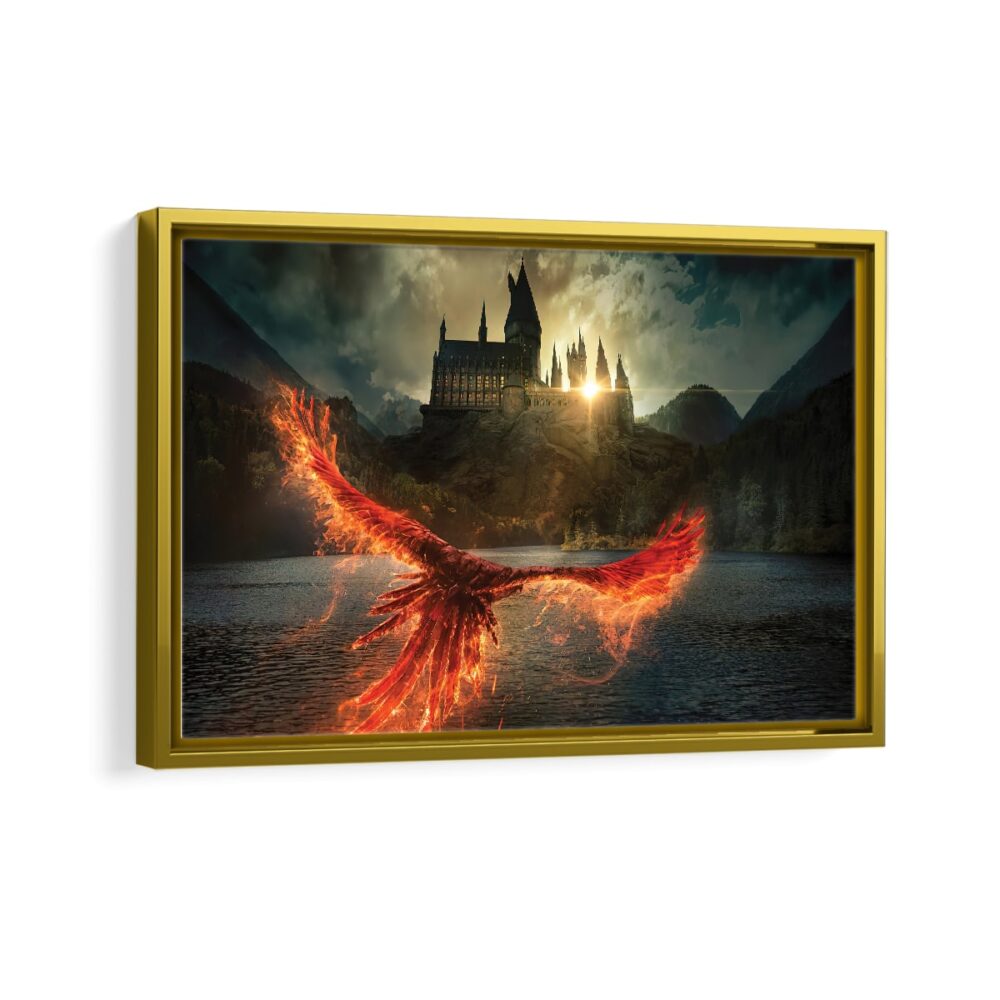 flying phoenix framed canvas gold frame
