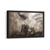 iwo jima flag raising framed canvas black frame