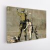 girl frisking solider stretched canvas